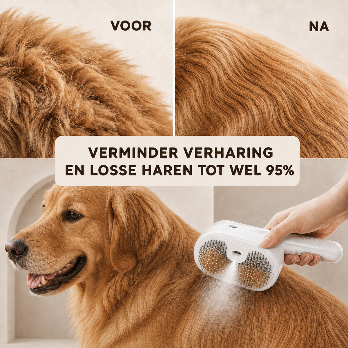 Novren SteamFur™ 3-in-1 Vachtverzorgingsborstel