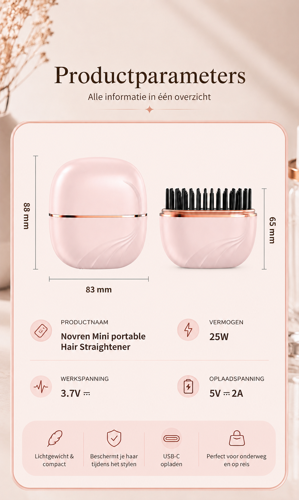 Novren Mini portable Hair Straightener